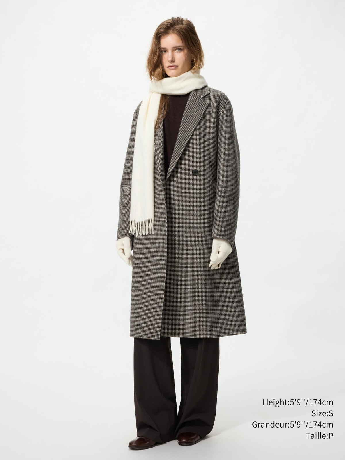 Uniqlo Women Double Face Relaxed Long Coat | Pattern  -  34 BROWN