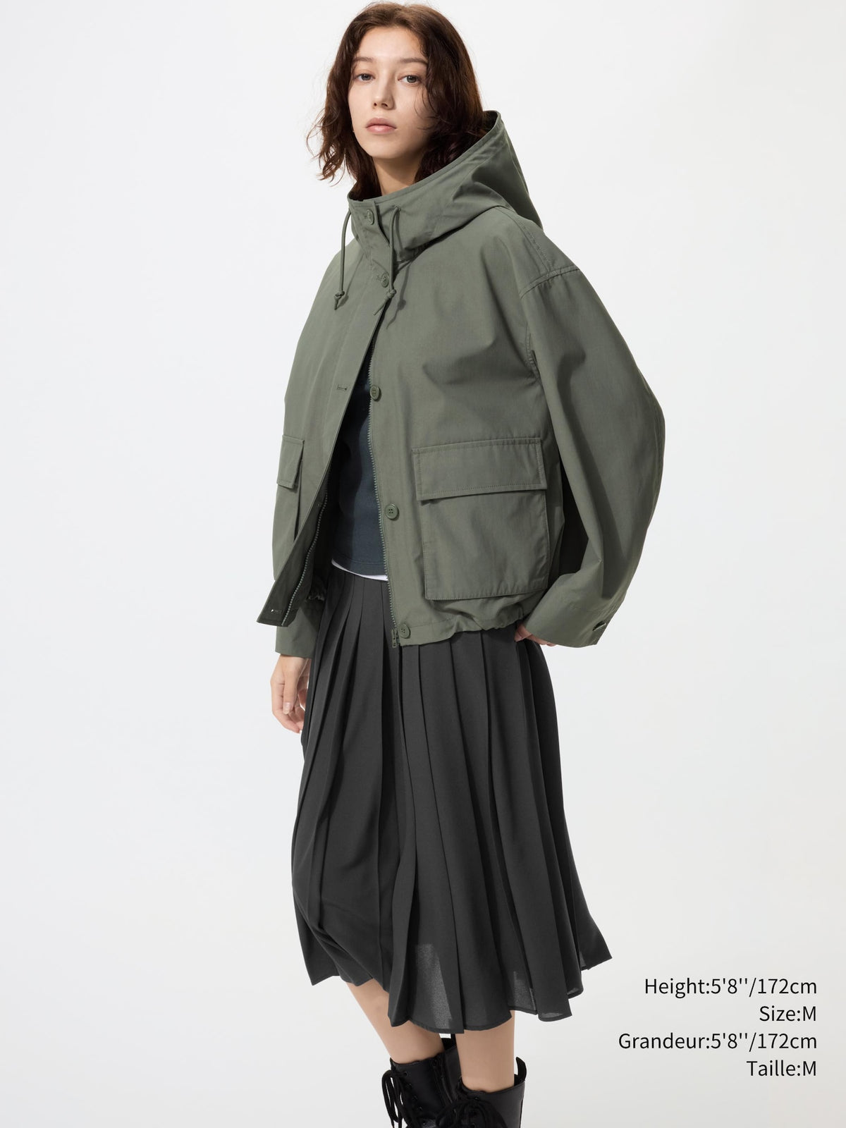 Uniqlo Women Utility Cotton Blend Parka  -  57 OLIVE