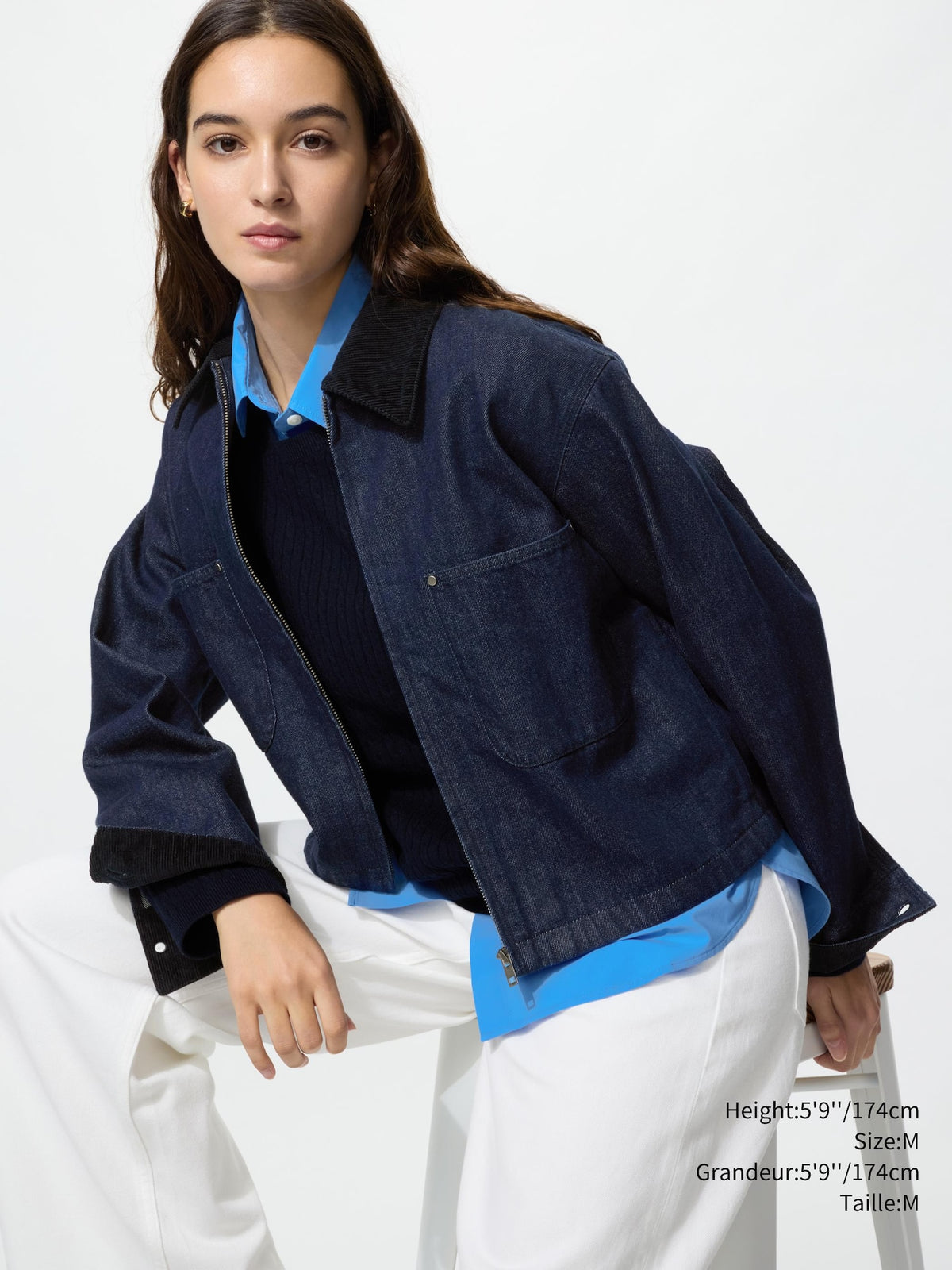 Uniqlo Unisex Zip-Up Short Jacket  -  69 NAVY