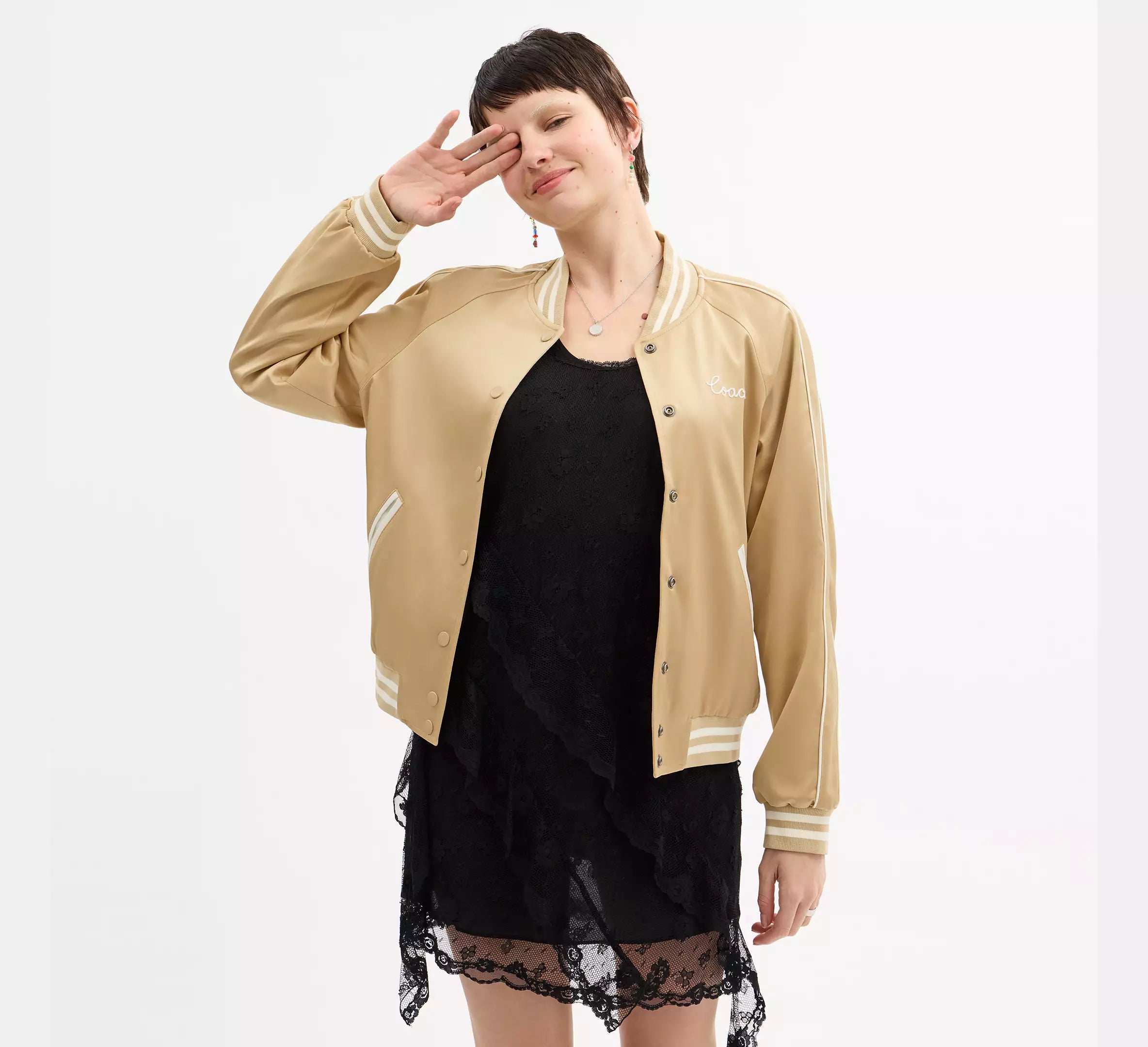 Coach Reversible Signature Souvenir Varsity Jacket - Beige