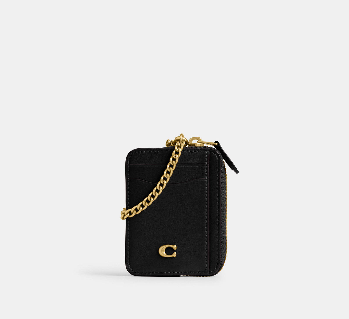 Coach Essential Chain Card Case - Brass/Black