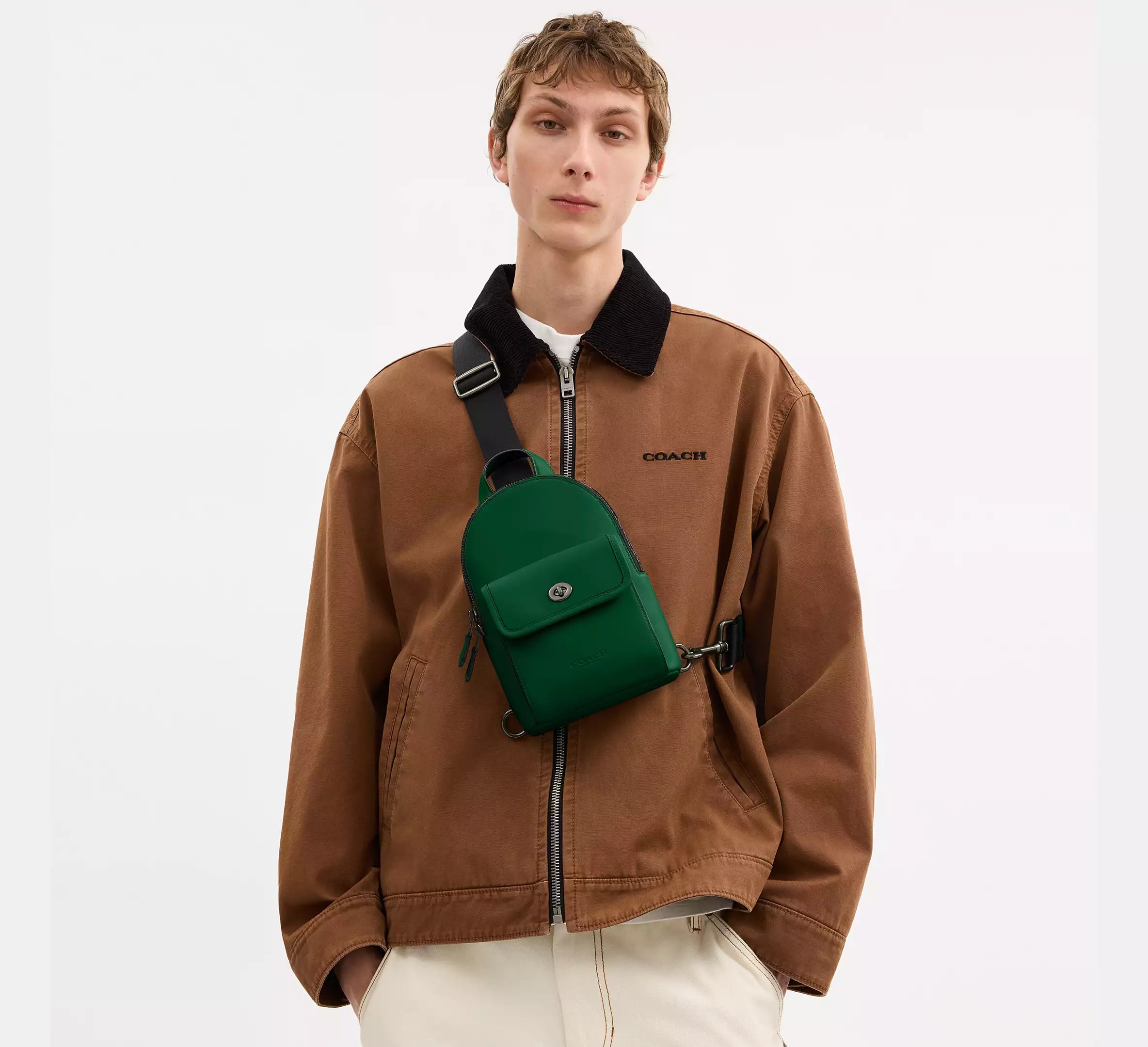 Coach Small Turnlock Sling Pack  - Gunmetal/Shamrock