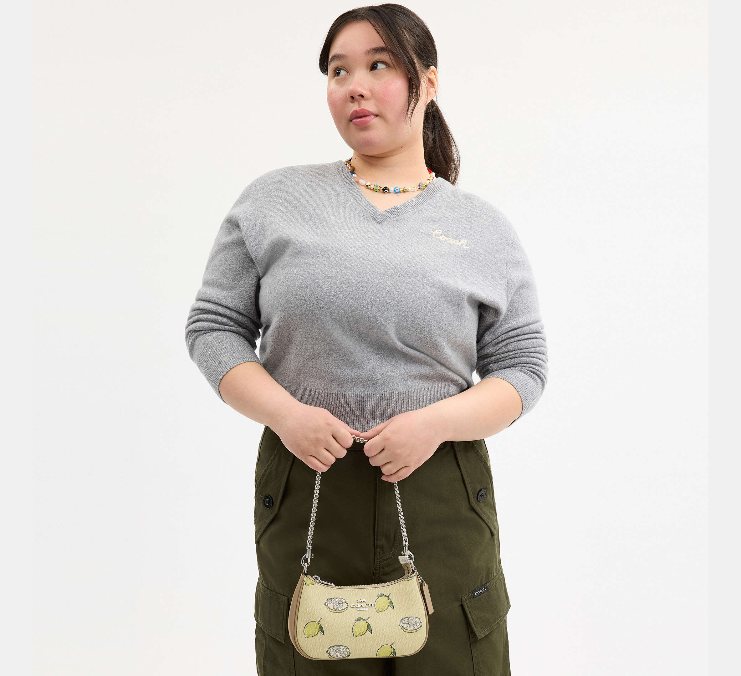 Coach Teri Mini Crossbody Bag With Lemon Print - Sv/Garden Glade