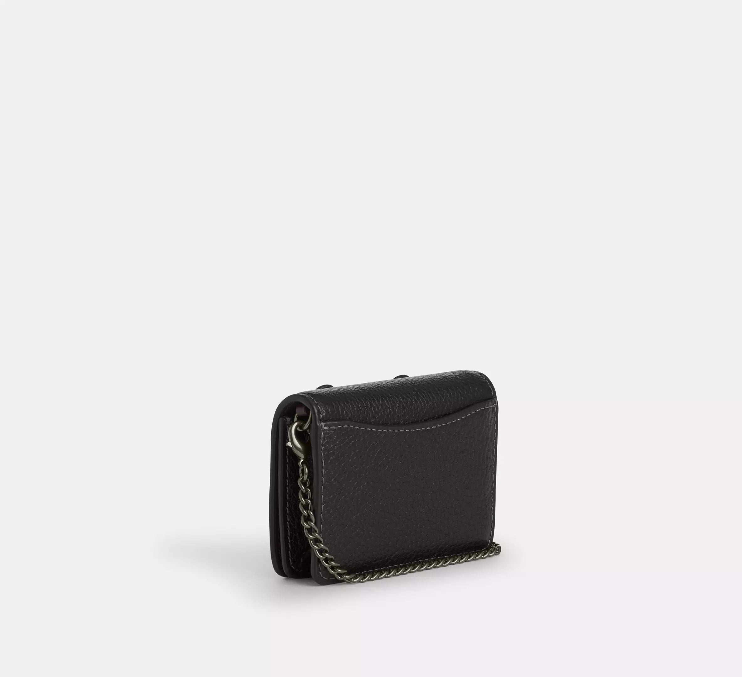 Coach Mini Wallet On A Chain With Floral Applique - Gunmetal/Black