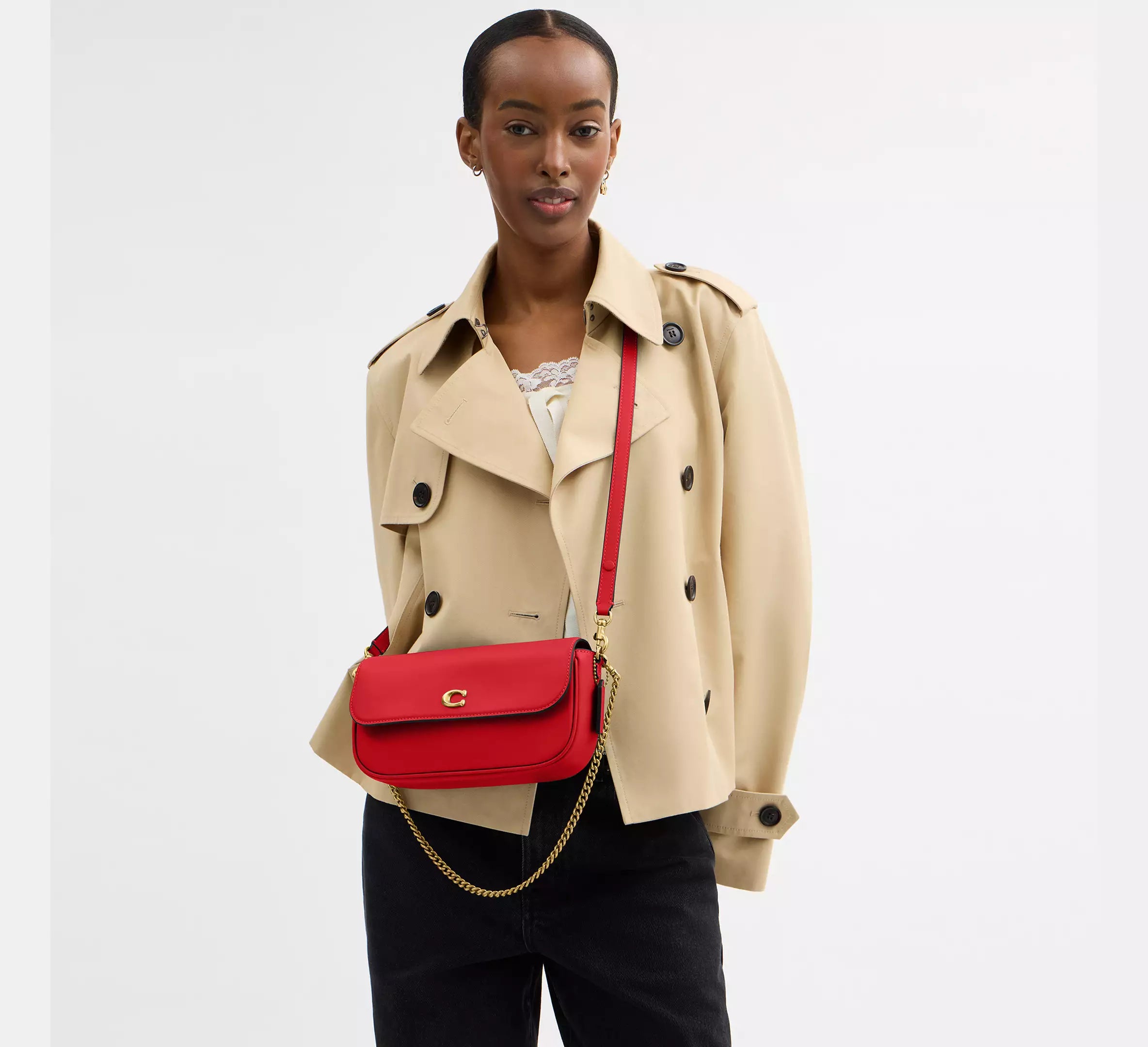 Coach Brook Flap Chain Bag SEZON - Brass/Candy Apple – Kanadadan