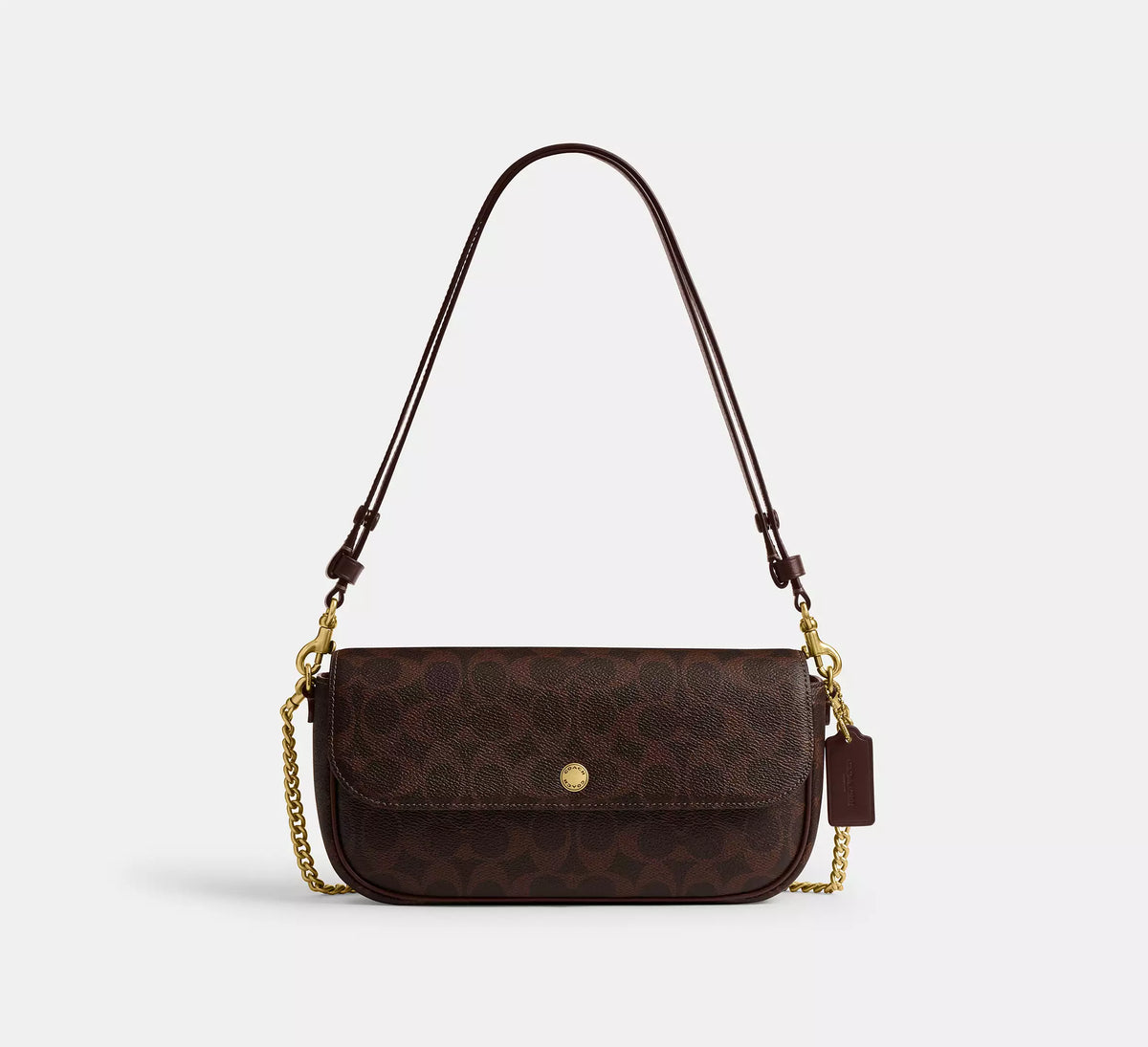 Coach Brook Flap Chain Bag In Signature  - Brass/Maple