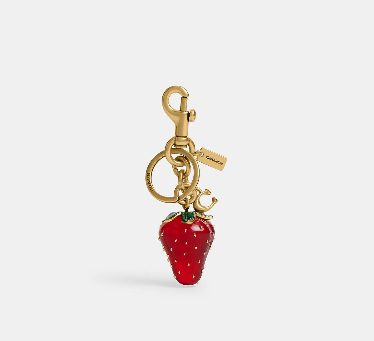 Coach Strawberry Bag Charm - Brass/Red