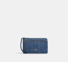 Coach Double Zip Wallet  - Silver/Indigo