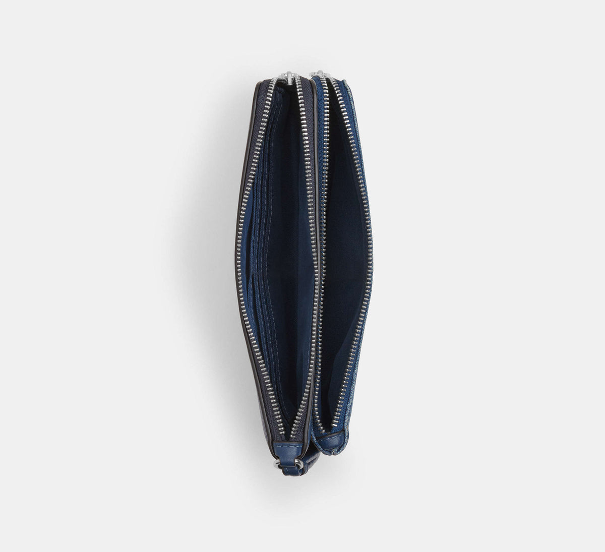Coach Double Zip Wallet  - Silver/Indigo