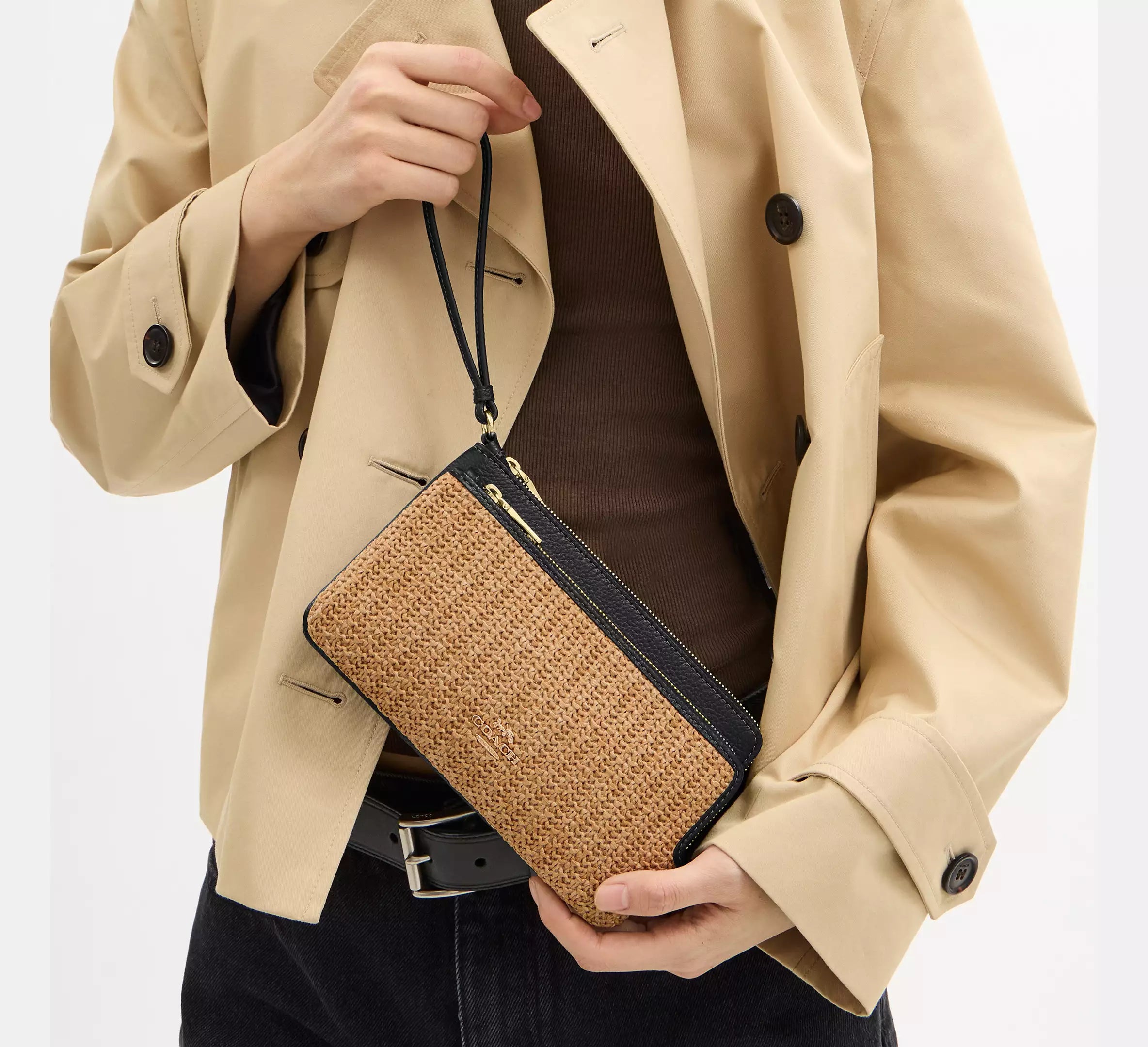 Coach Double Zip Wallet -  Gold/Toast/Black