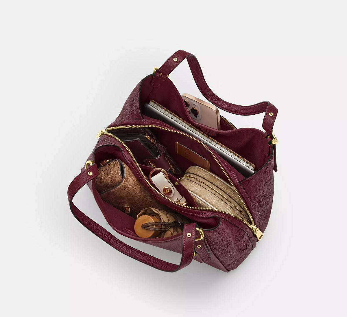 Coach Erin Shoulder Bag  -  Gold/Dark Cherry