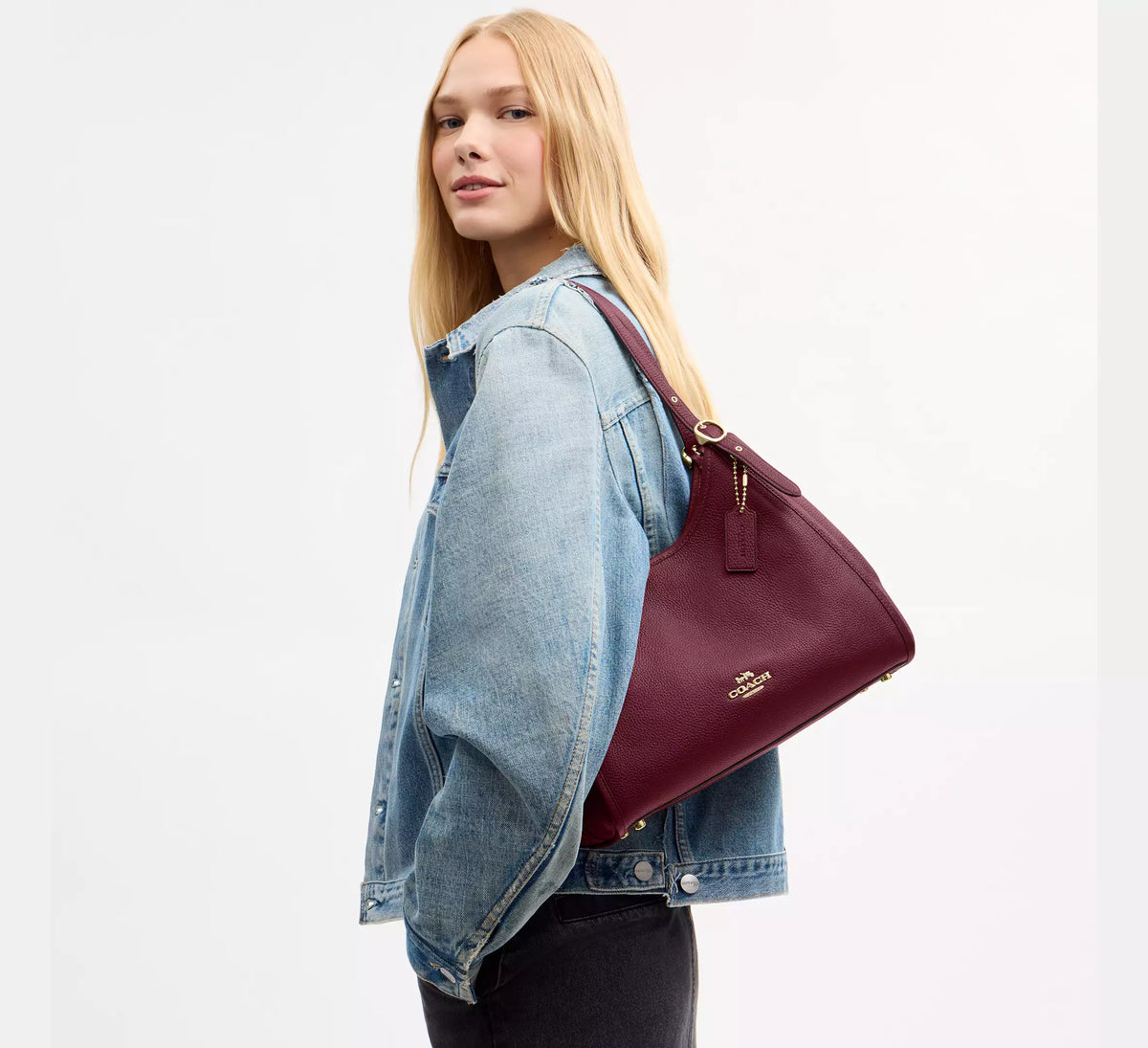 Coach Erin Shoulder Bag  -  Gold/Dark Cherry