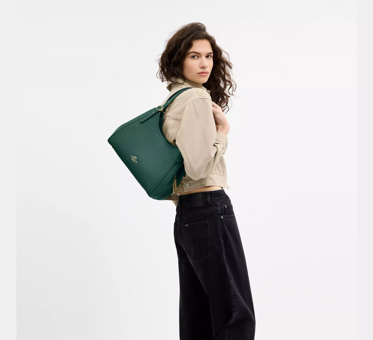 Coach Erin Shoulder Bag  -  Gold/Emerald