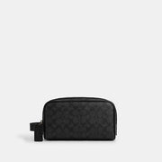 Coach Small Travel Kit In Signature   -  Gunmetal/Charcoal/Black