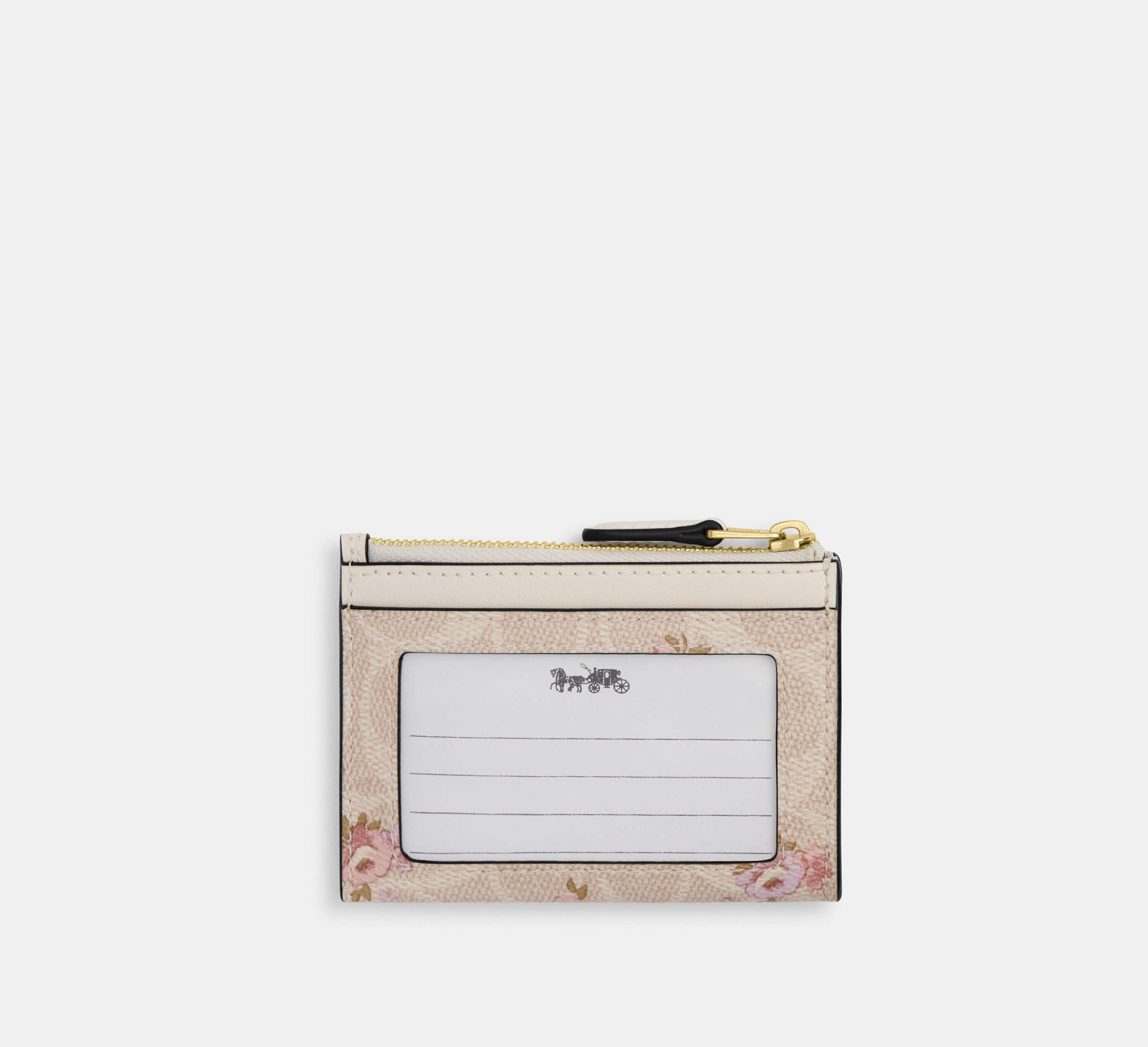 Coach Mini Skinny Id Case In Signature With Floral Print  - Gold/Sand Multi