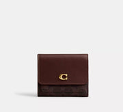 Coach Mila Small Flap Wallet In Signature  -  Brass/Maple