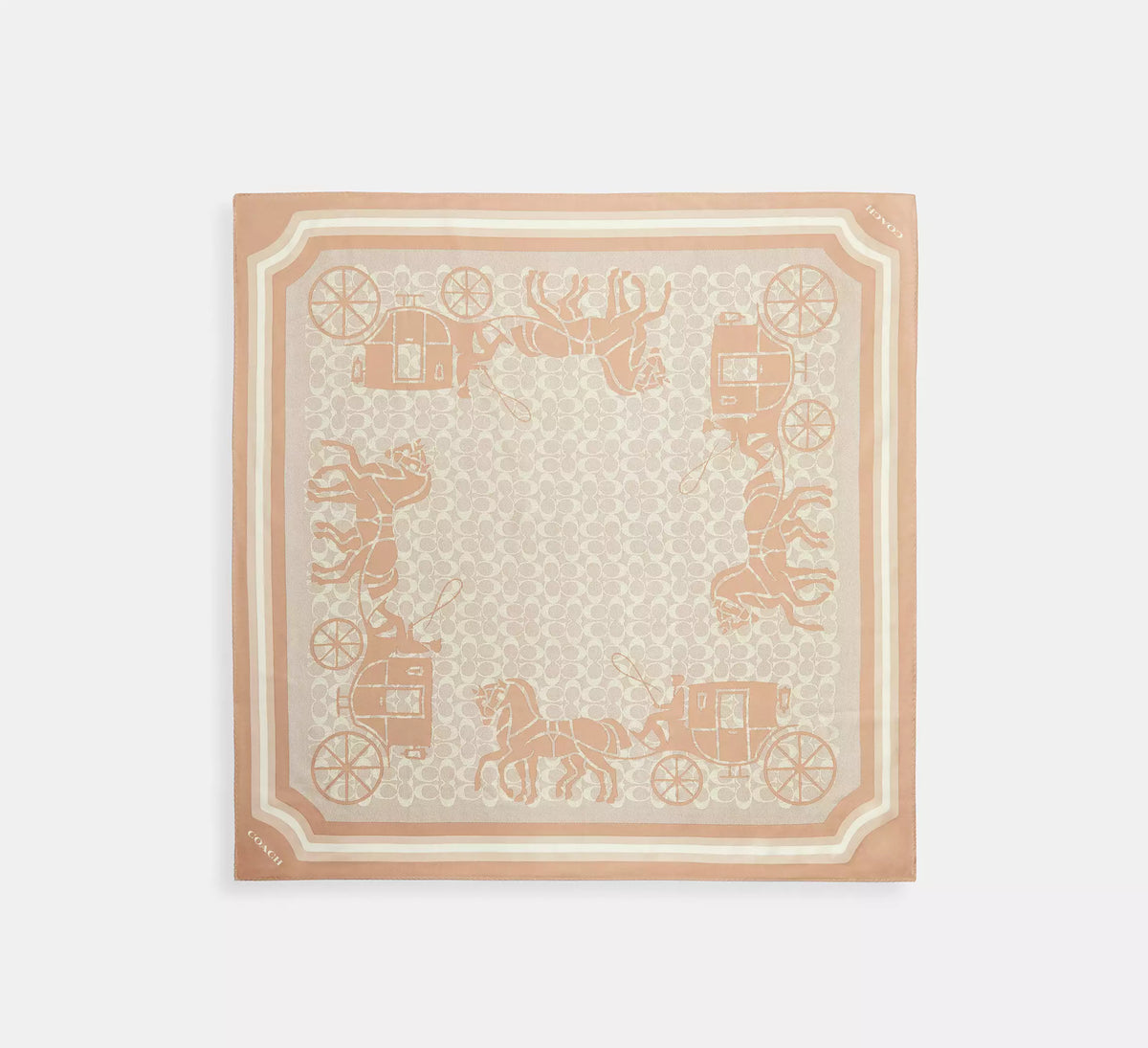 Coach Signature Horse And Carriage Print Silk Square Scarf - Taupe