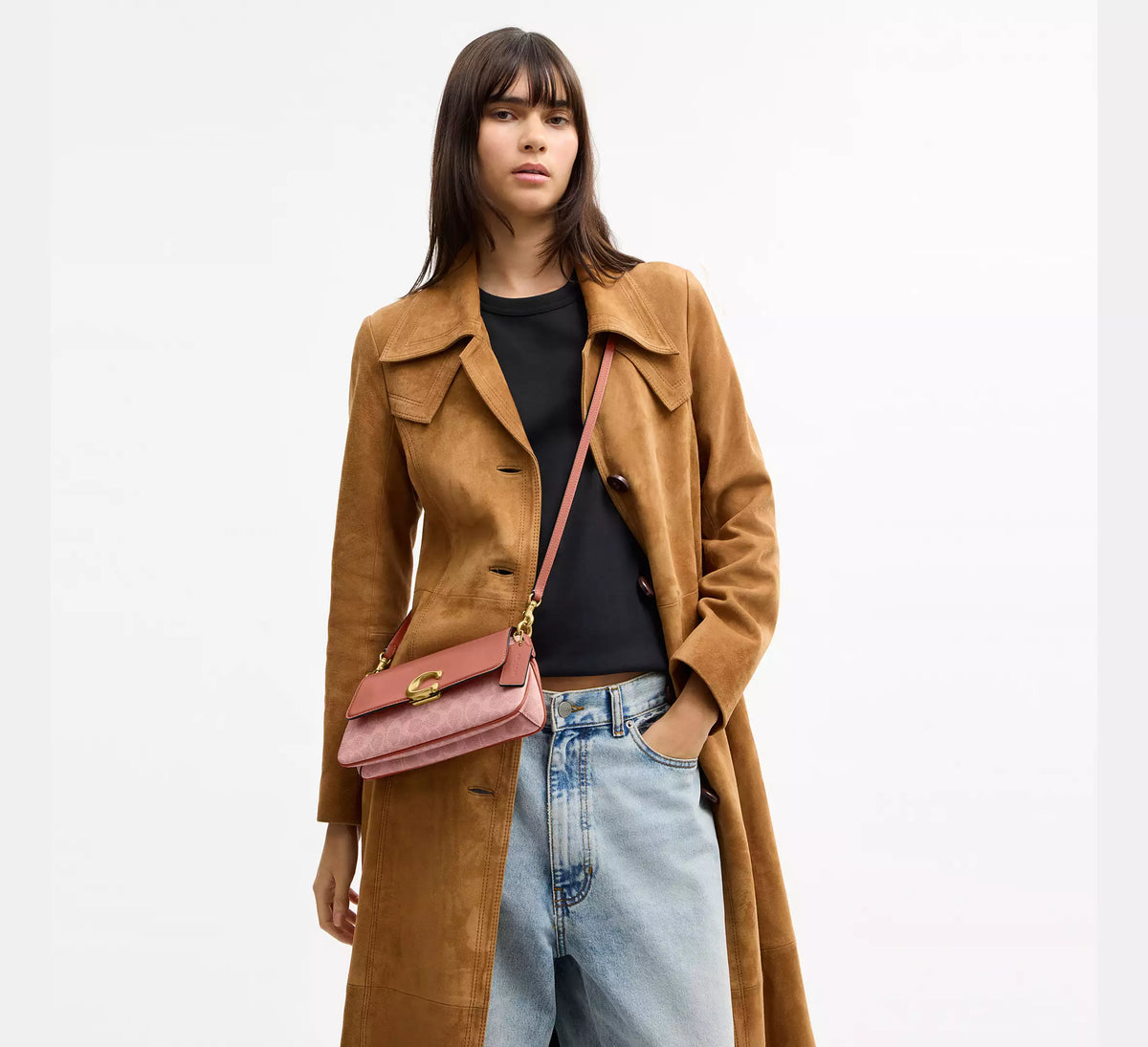Coach Jet Shoulder Bag In Signature -  Brass/Melon Pink - Hemen Teslimde