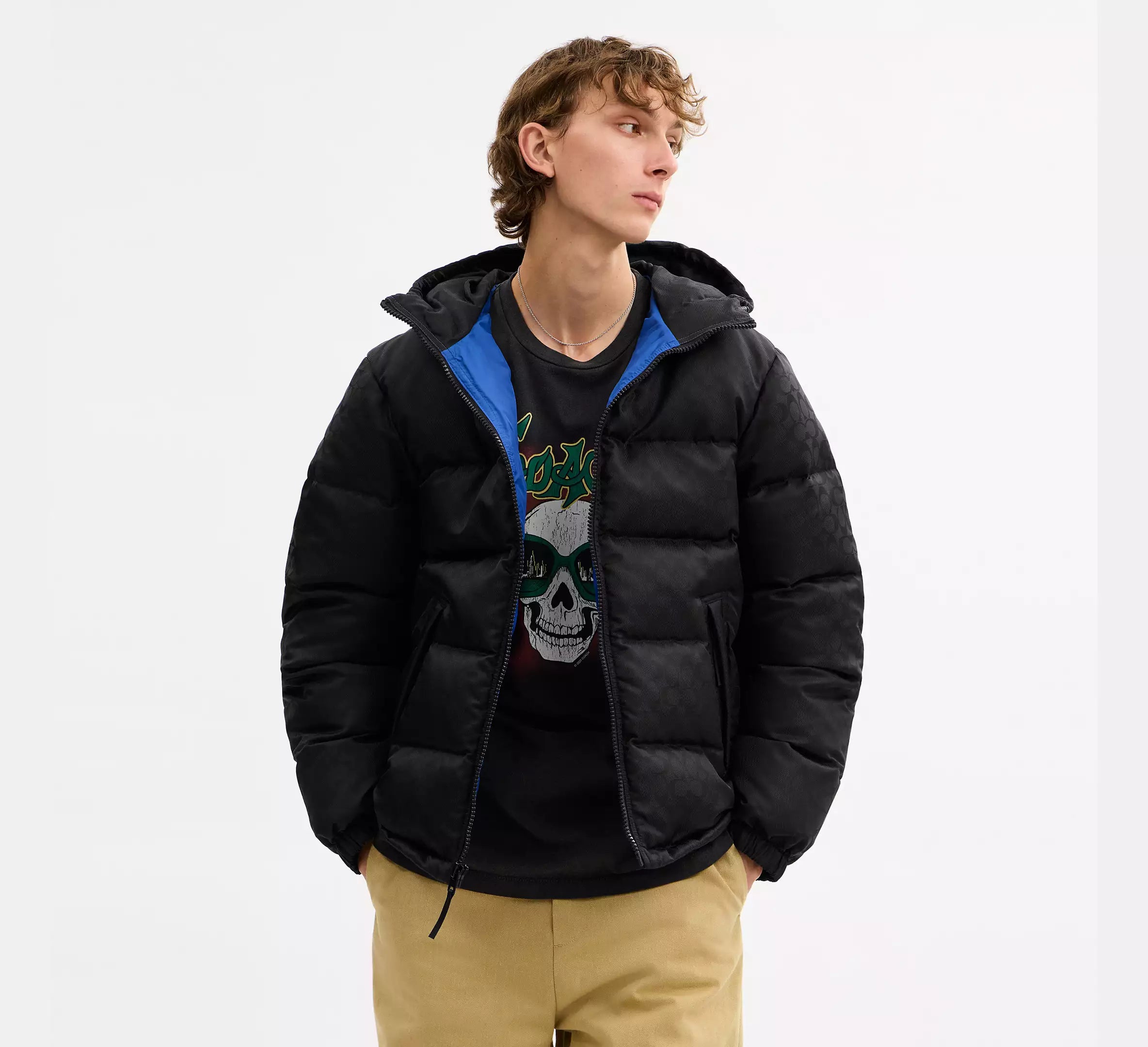 Coach Tonal Signature Down Jacket -  Black