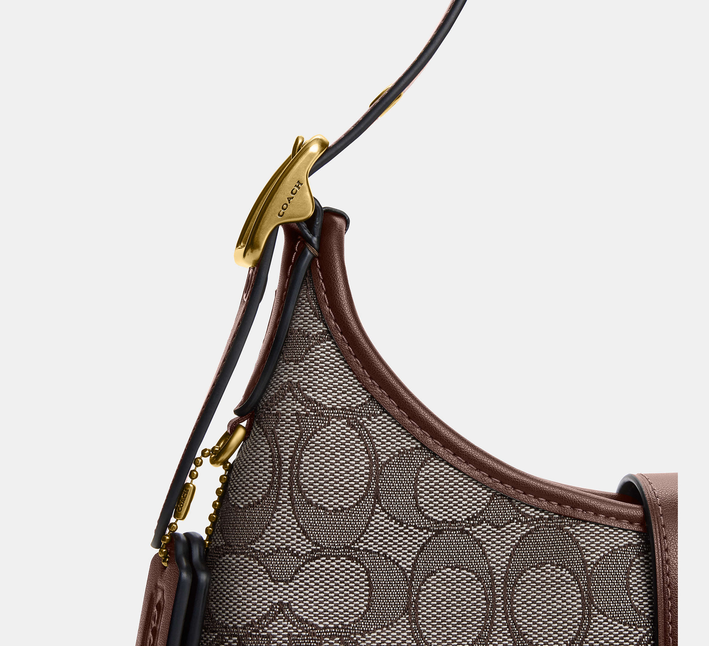 【本日限定★アメリカ製】VINTAGE COACH HAND BAG 5296 Coach Hamptons Hobo Bag In Signature Jacquard - Brass/Oak Maple