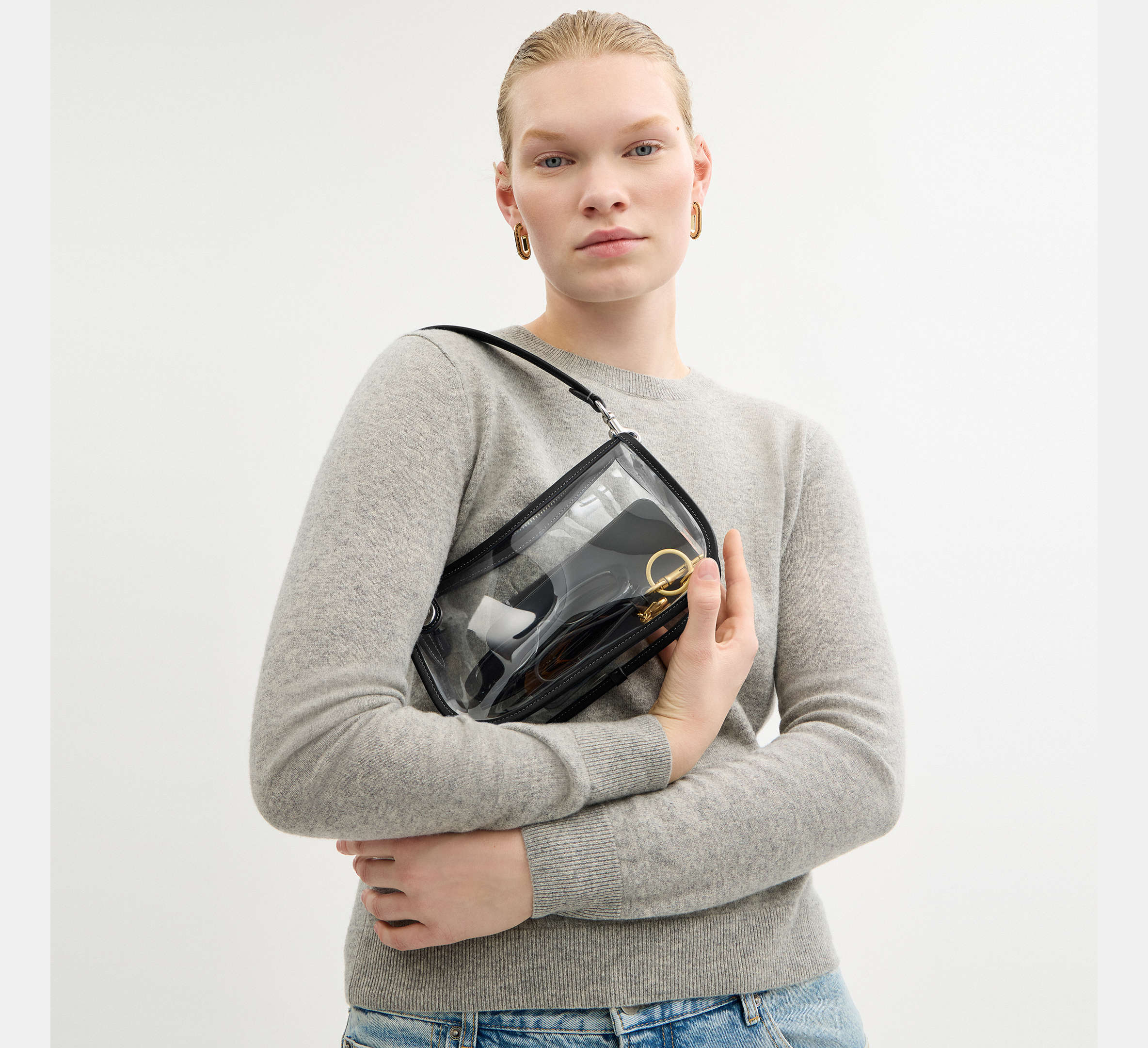 Coach Stadium Swinger Bag - Silver/Black