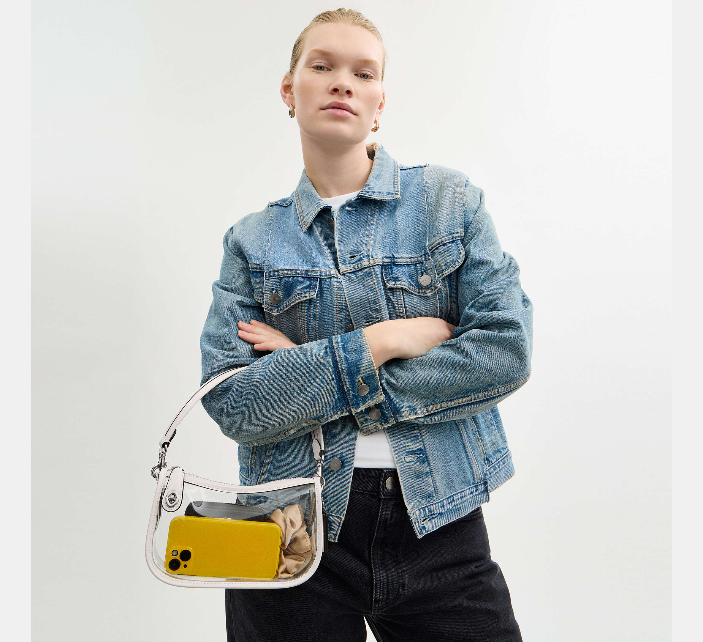 Coach Stadium Swinger Bag - Silver/Chalk