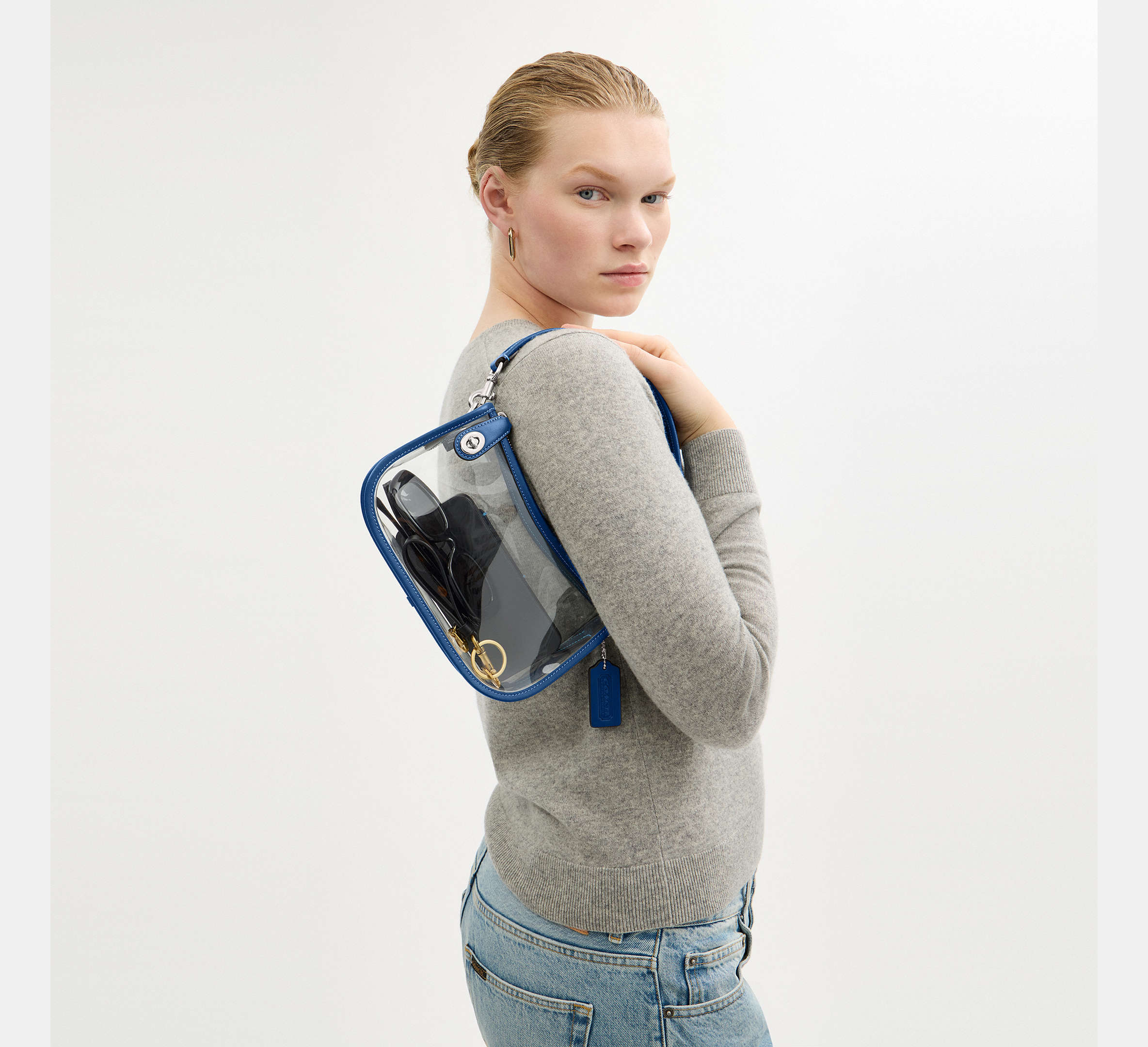 Coach Stadium Swinger Bag - Silver/True Blue