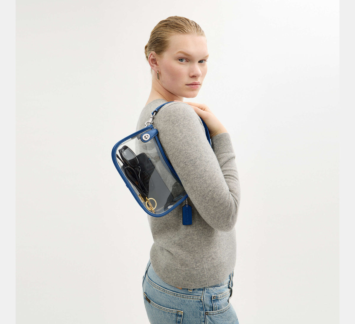 Coach Stadium Swinger Bag - Silver/True Blue