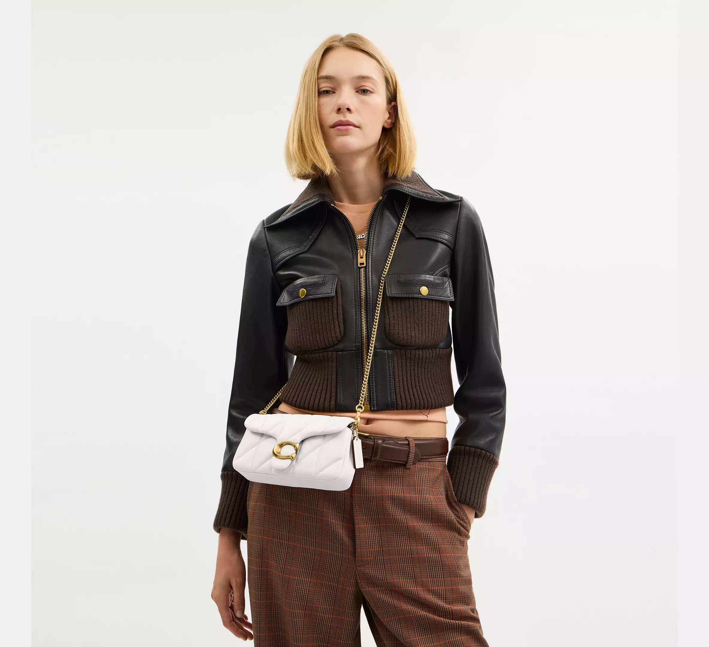 Coach Tabby Chain Crossbody Bag 19 With Quilting - smooth leather/Brass/Chalk