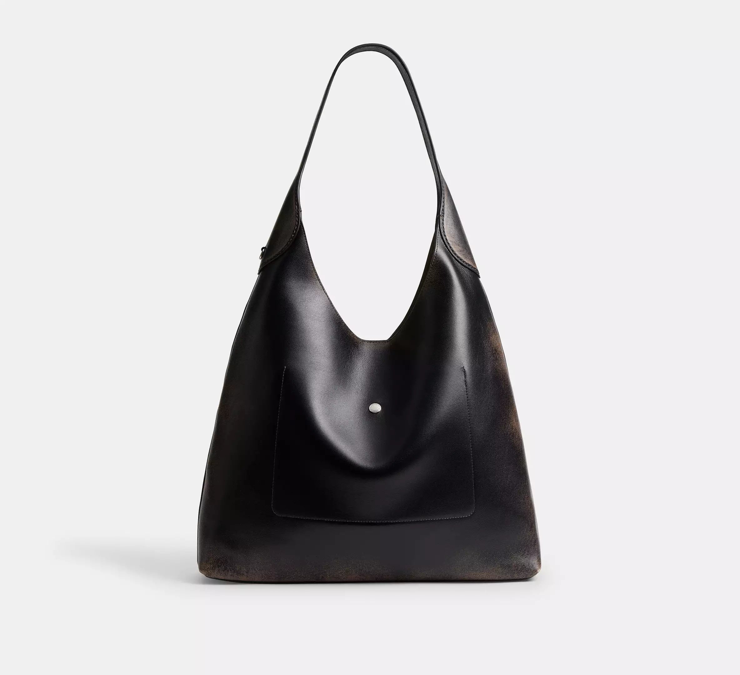 【COACH】 Shoulder bag hobo Black leather Coach Brooklyn Shoulder Bag 39 In Loved Leather - Silver/Black