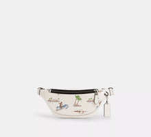 Coach Warren Mini Belt Bag With Surf Print -  Gunmetal/Chalk Multi
