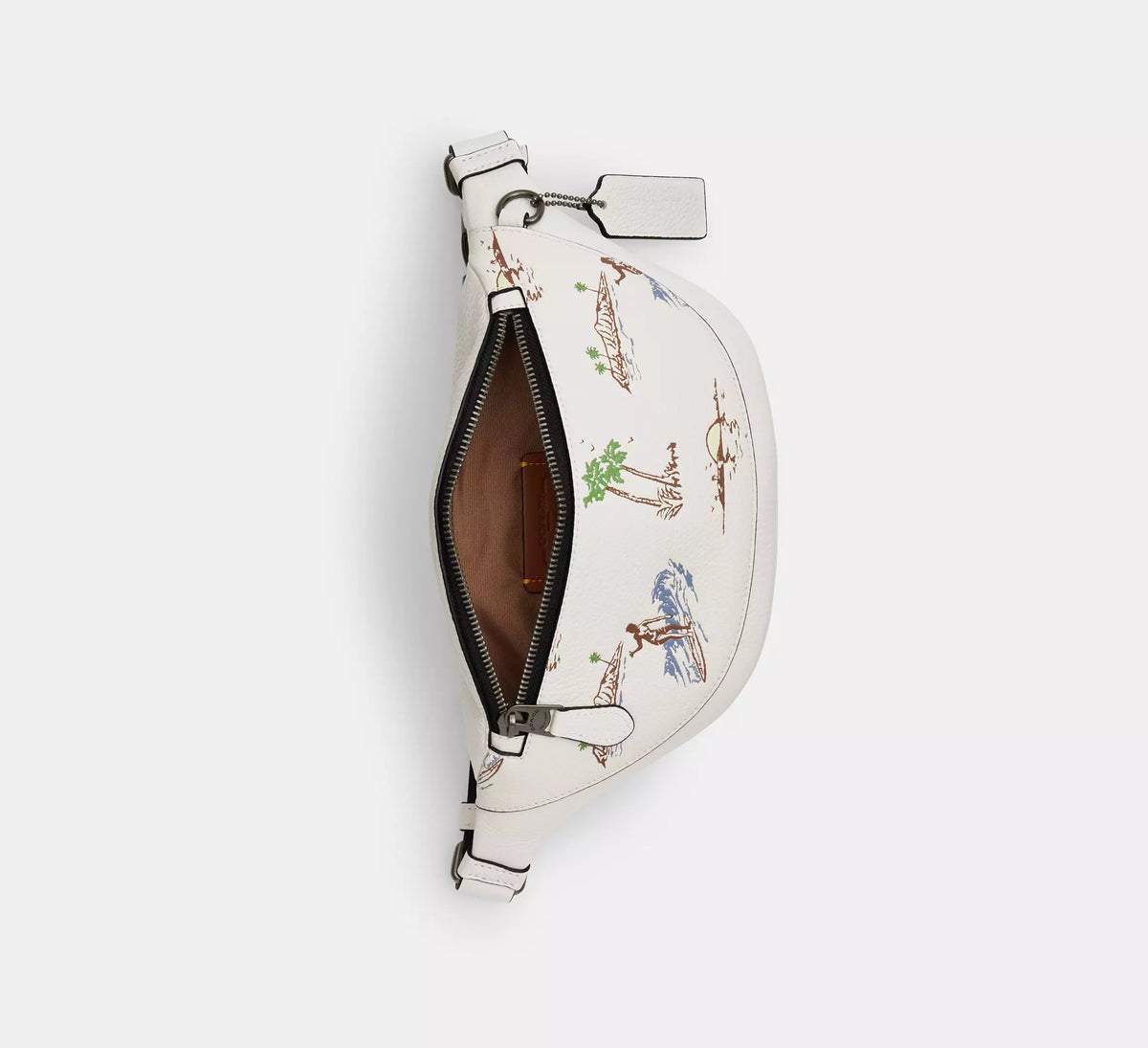 Coach Warren Mini Belt Bag With Surf Print -  Gunmetal/Chalk Multi
