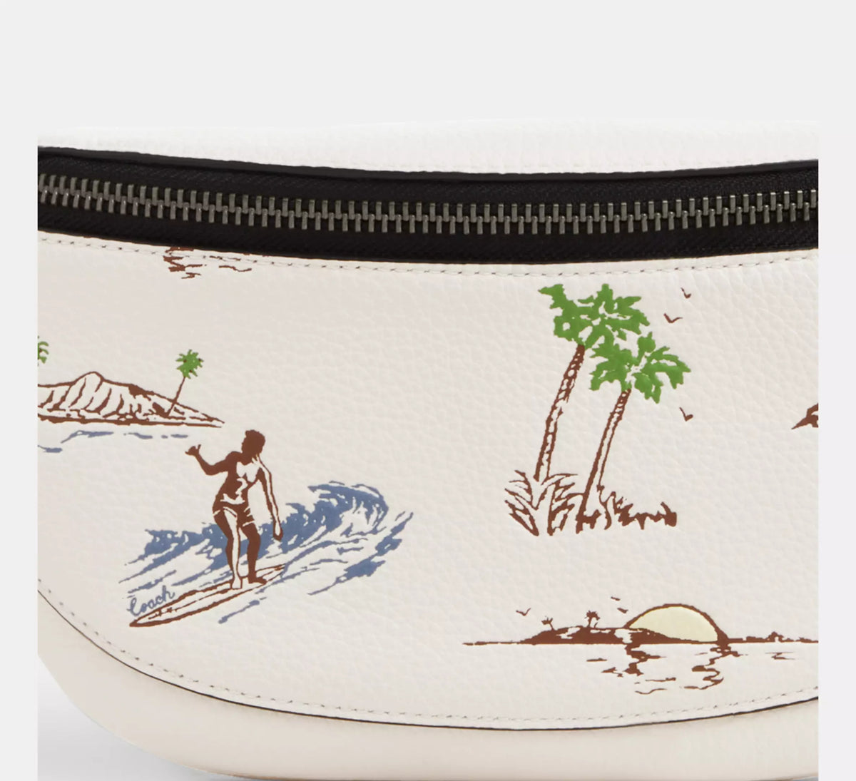 Coach Warren Mini Belt Bag With Surf Print -  Gunmetal/Chalk Multi