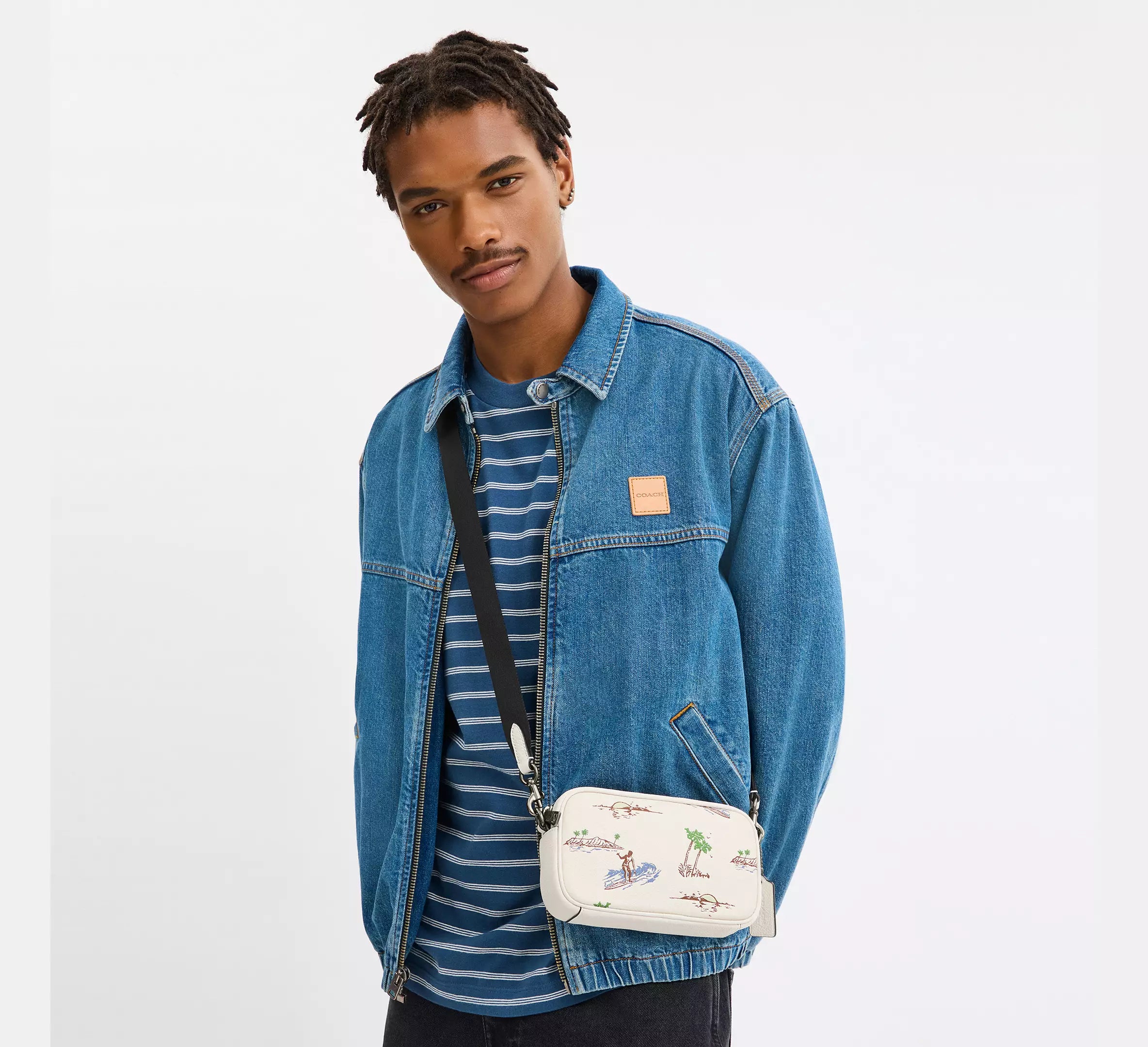 Coach Jayden Crossbody Bag With Surf Print  - Gunmetal/Chalk Multi