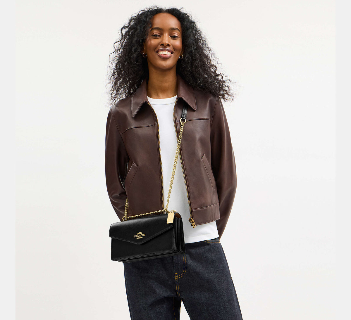 Coach Klare Envelope Crossbody Bag - Gold/Black - Hemen Teslimde