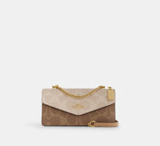 Coach Klare Envelope Crossbody Bag In Blocked Signature  -  Gold/Sand/Tan - Hemen Teslimde