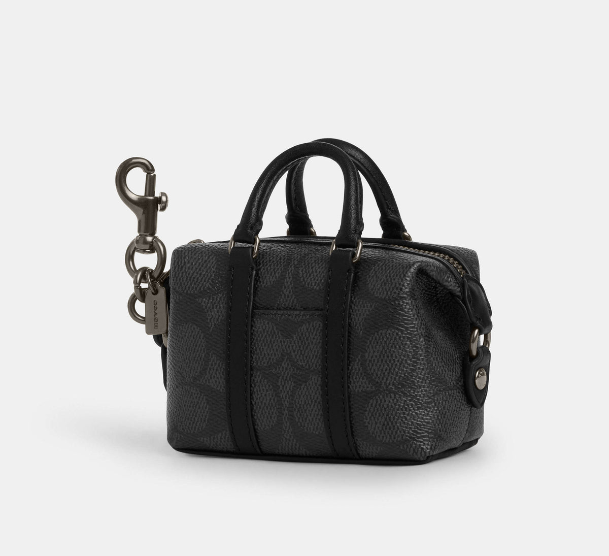 Coach Mini Trekker Bag Charm In Signature  - Gunmetal/Charcoal/Black