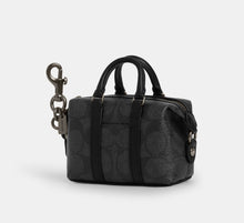 Coach Mini Trekker Bag Charm In Signature  - Gunmetal/Charcoal/Black