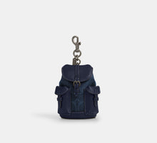 Coach Mini Warner Backpack Bag Charm In Signature  - Gunmetal/Denim/Midnight Navy