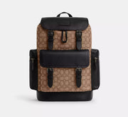 Coach Sprint Backpack In Signature Jacquard - Gunmetal/Tan/Black