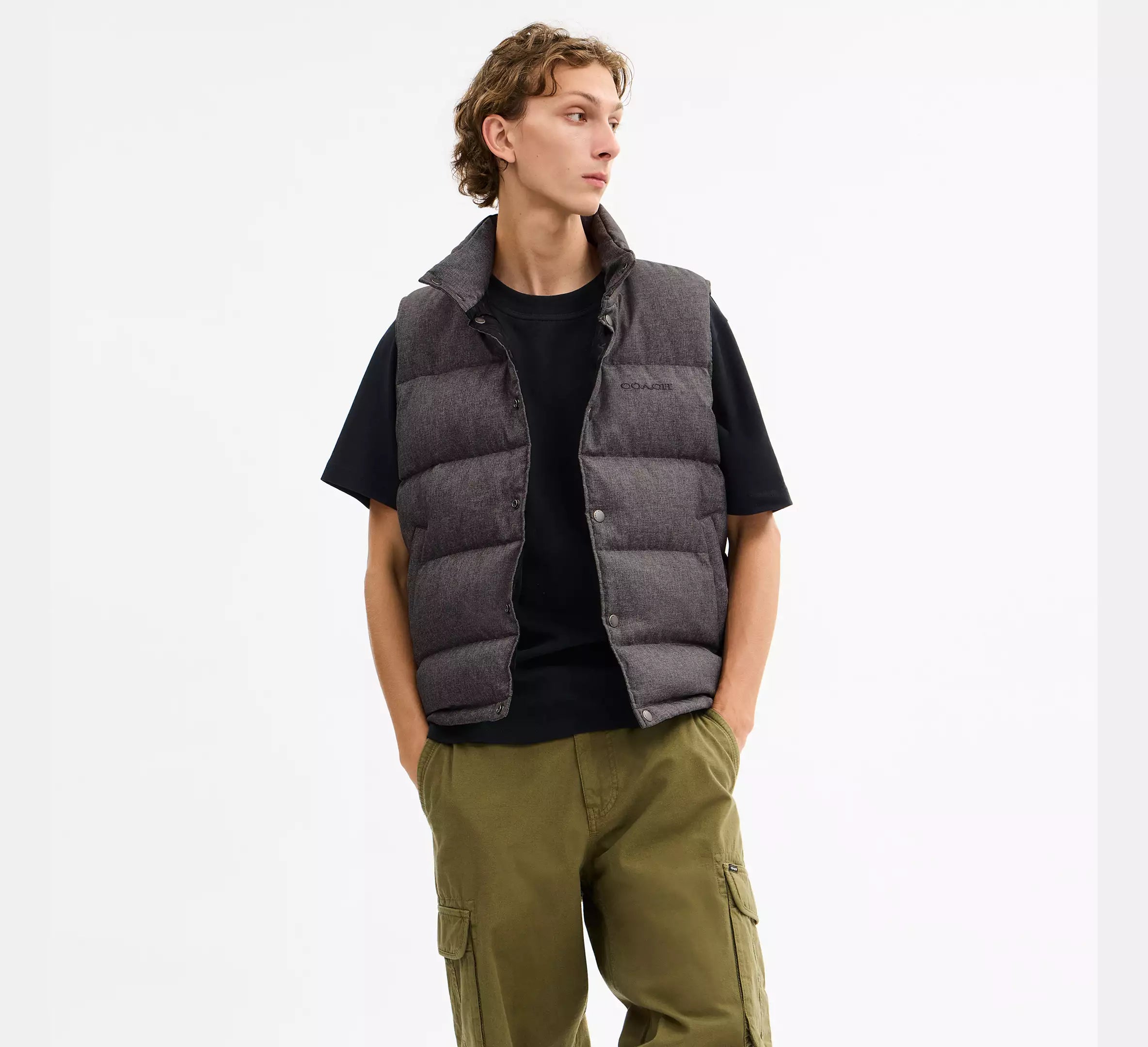 Coach Solid Down Vest - Dark Heather Grey