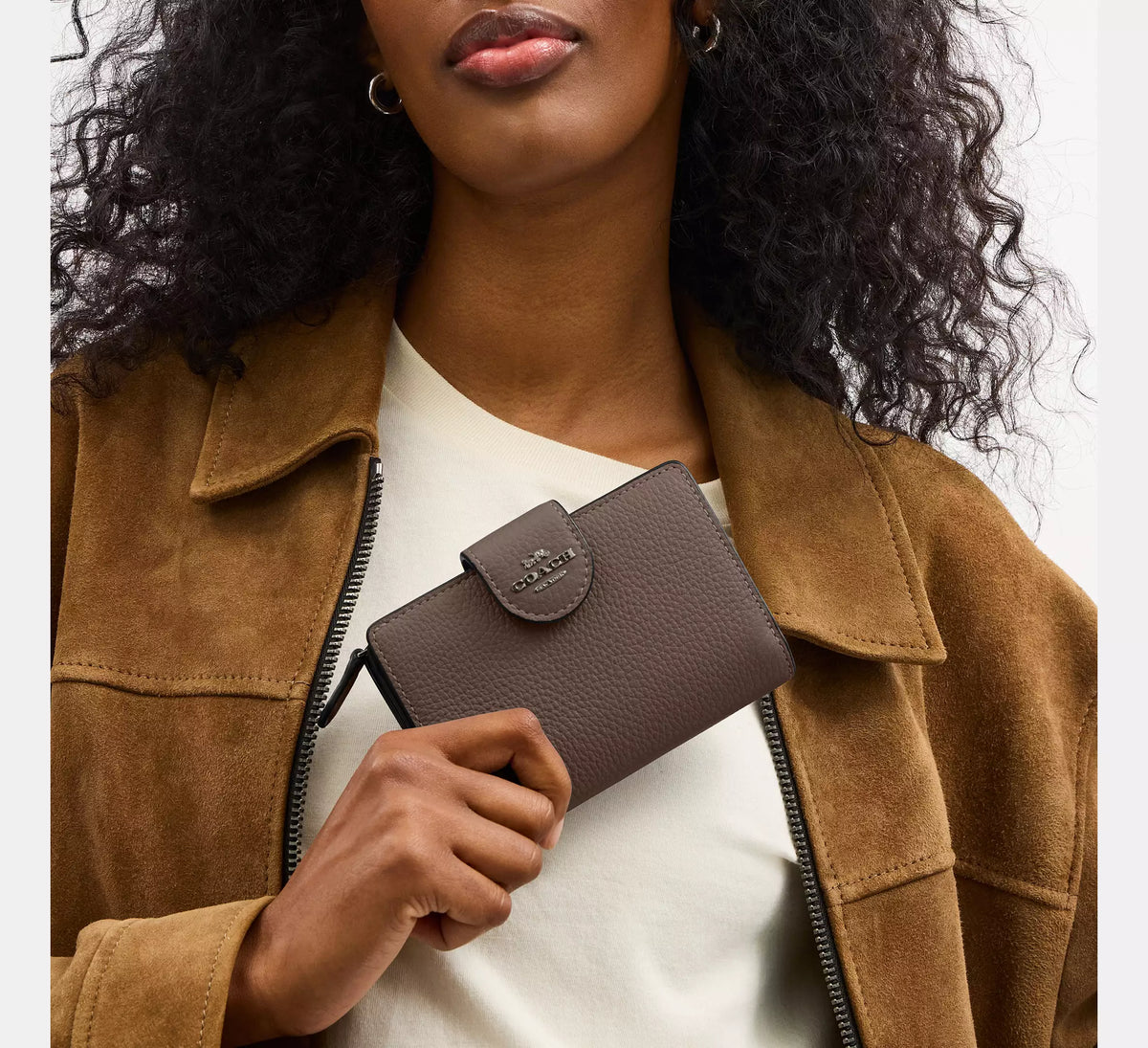 Coach Medium Corner Zip Wallet - Gunmetal/Dark Stone
