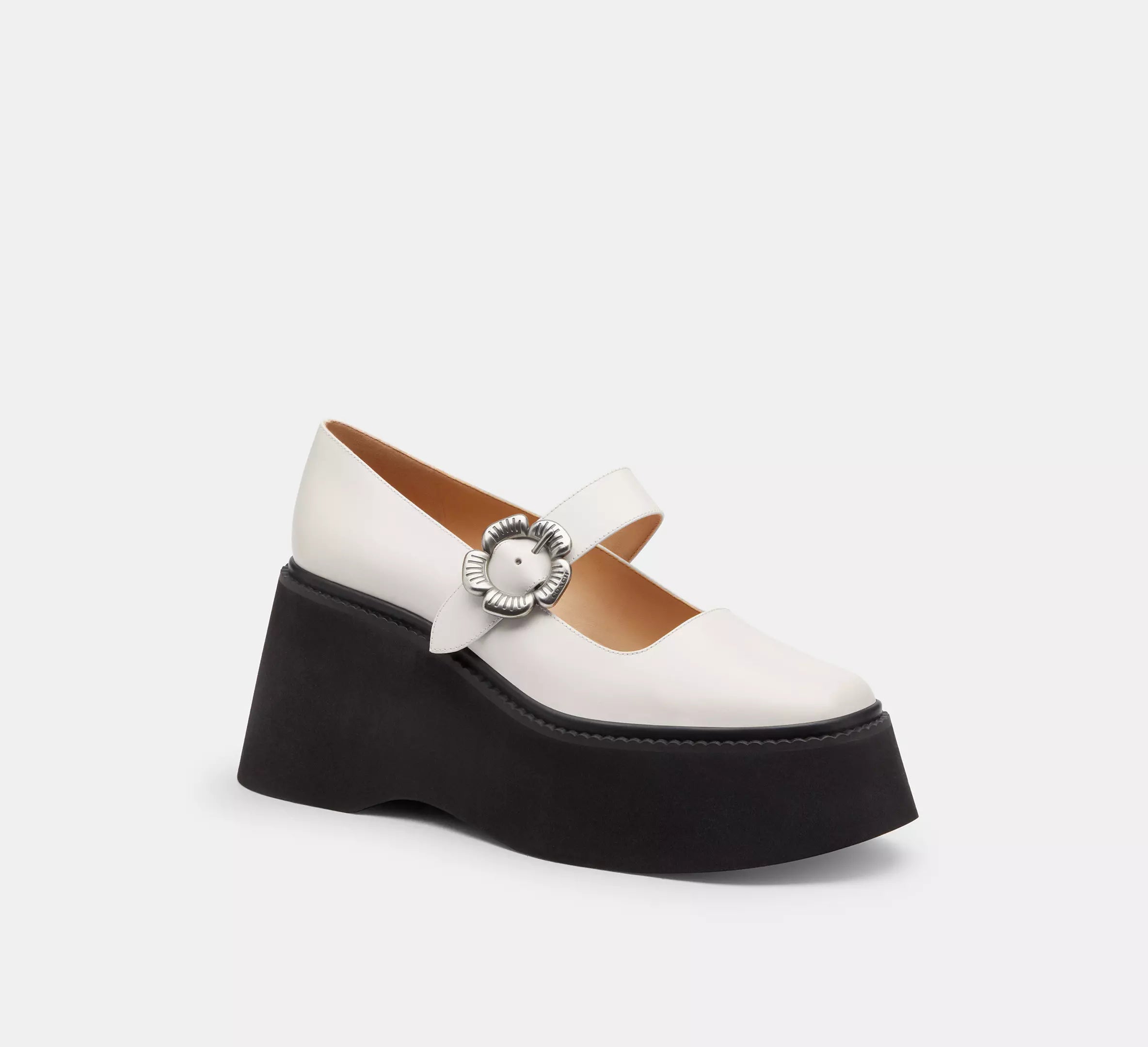 Coach Tea Rose Platform Mary Jane - Chalk