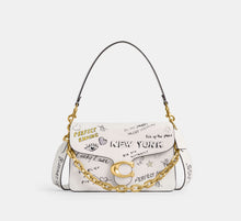 Coach Chain Tabby Shoulder Bag With Sketch Print - Brass/Chalk Multi