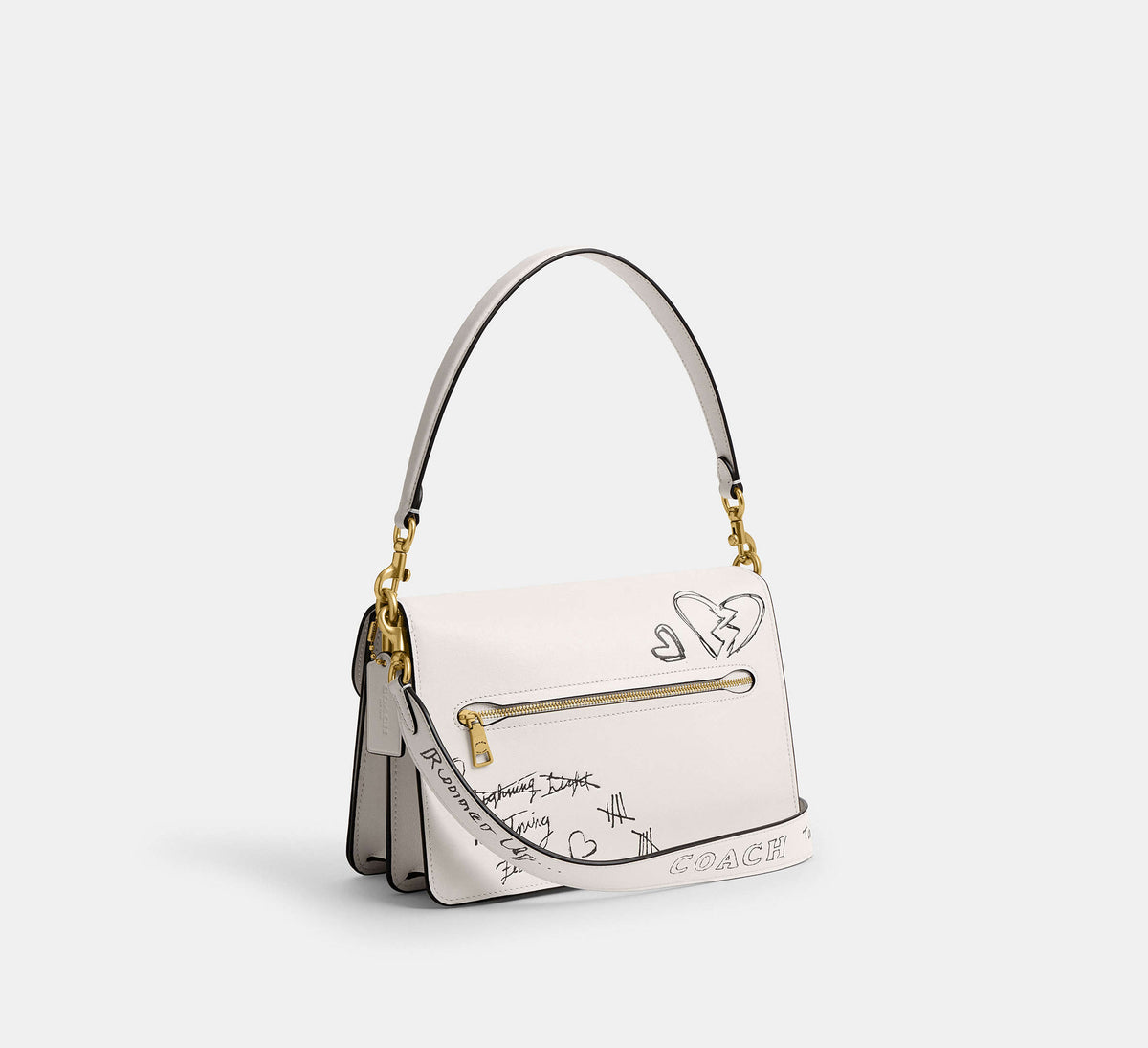 Coach Chain Tabby Shoulder Bag With Sketch Print - Brass/Chalk Multi
