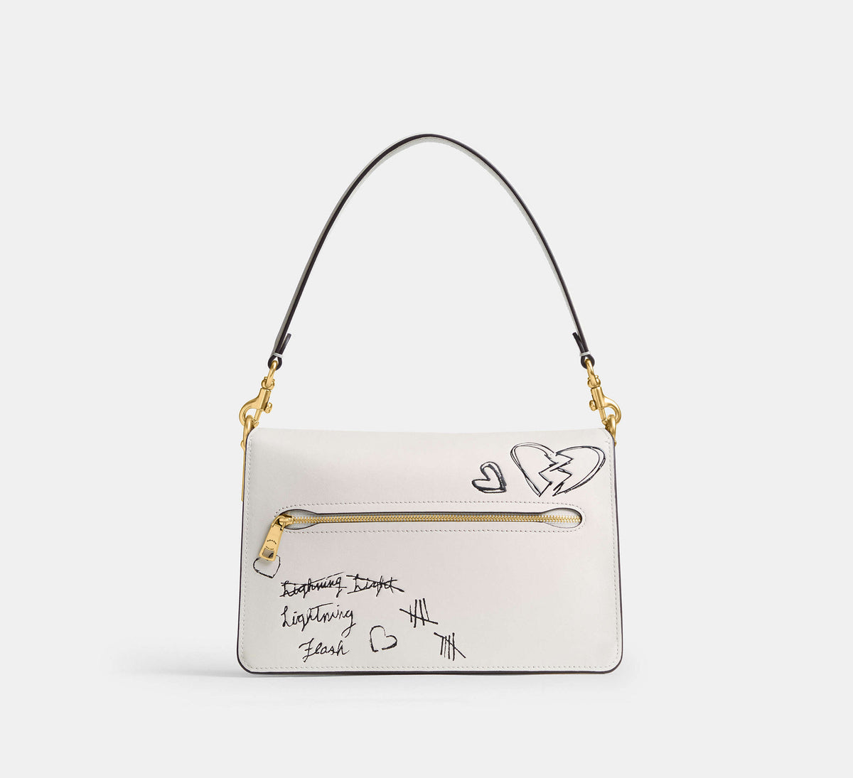 Coach Chain Tabby Shoulder Bag With Sketch Print - Brass/Chalk Multi