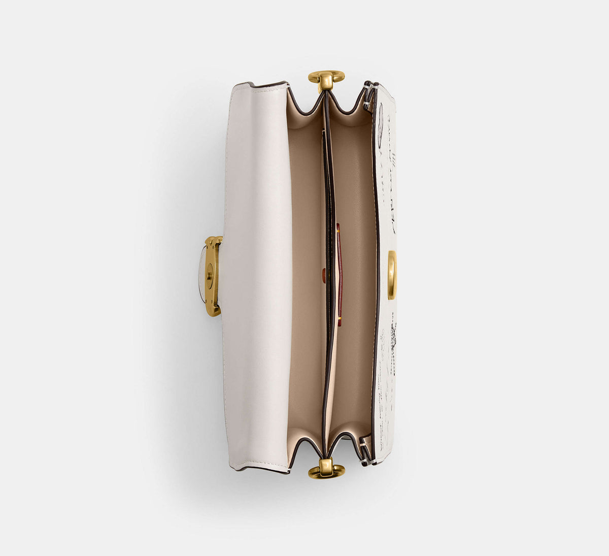 Coach Chain Tabby Shoulder Bag With Sketch Print - Brass/Chalk Multi