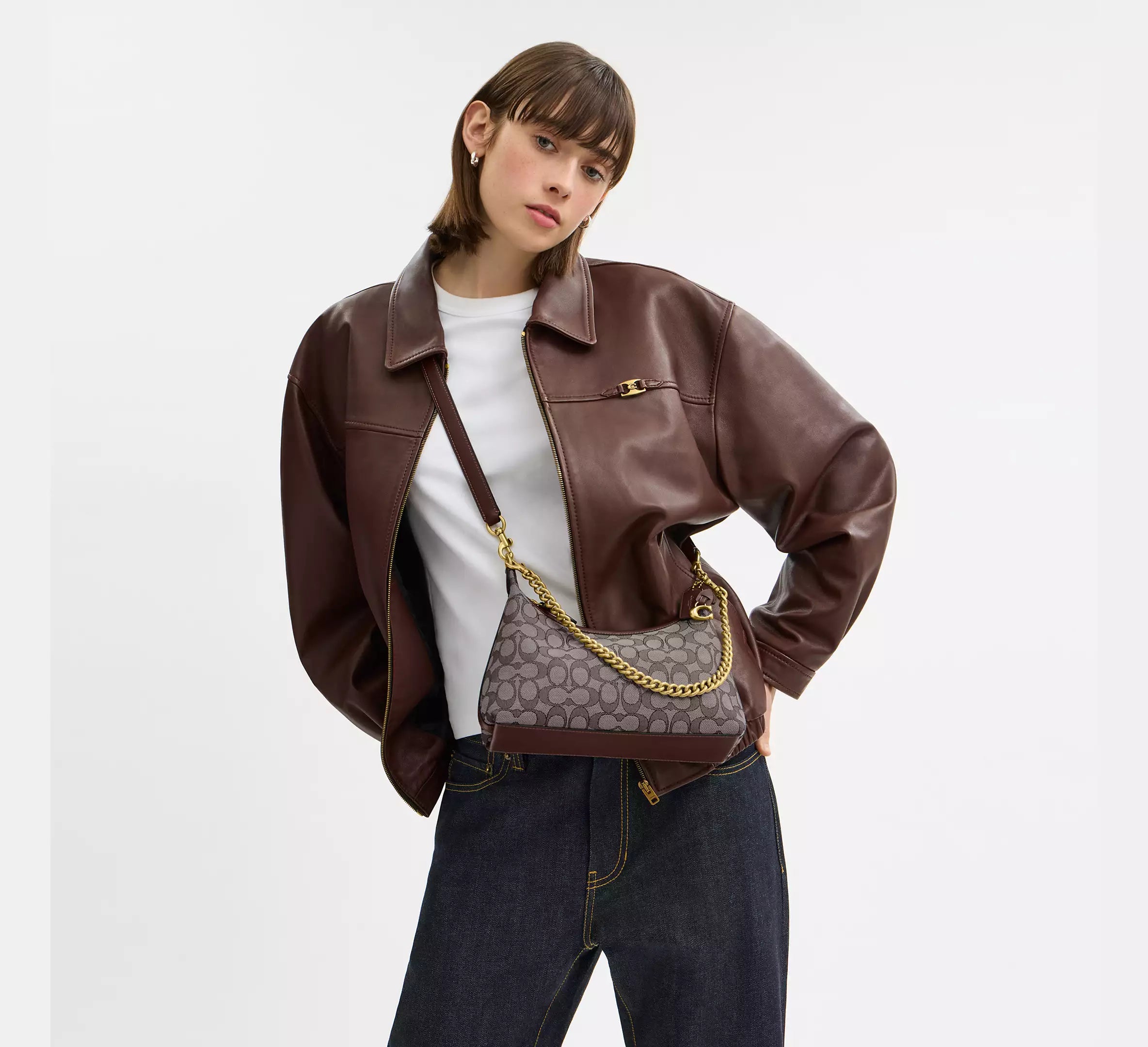 Coach Juliet Shoulder Bag 25 In Signature Jacquard - Brass/Oak Maple