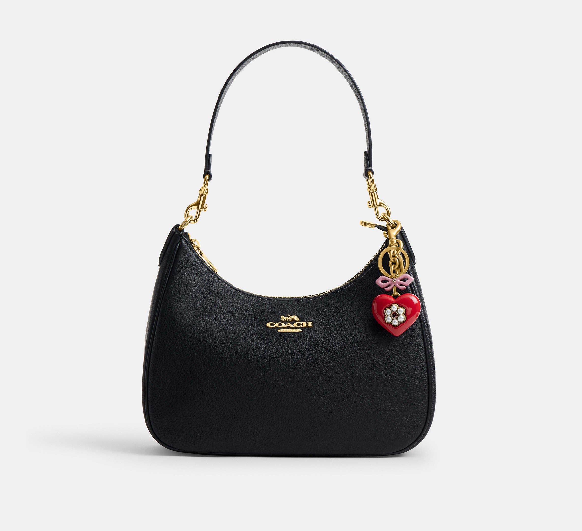 Coach Heart Bag Charm -  Brass/Red Multi