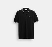 Coach  Signature Trim Polo In Organic Cotton  -   Black